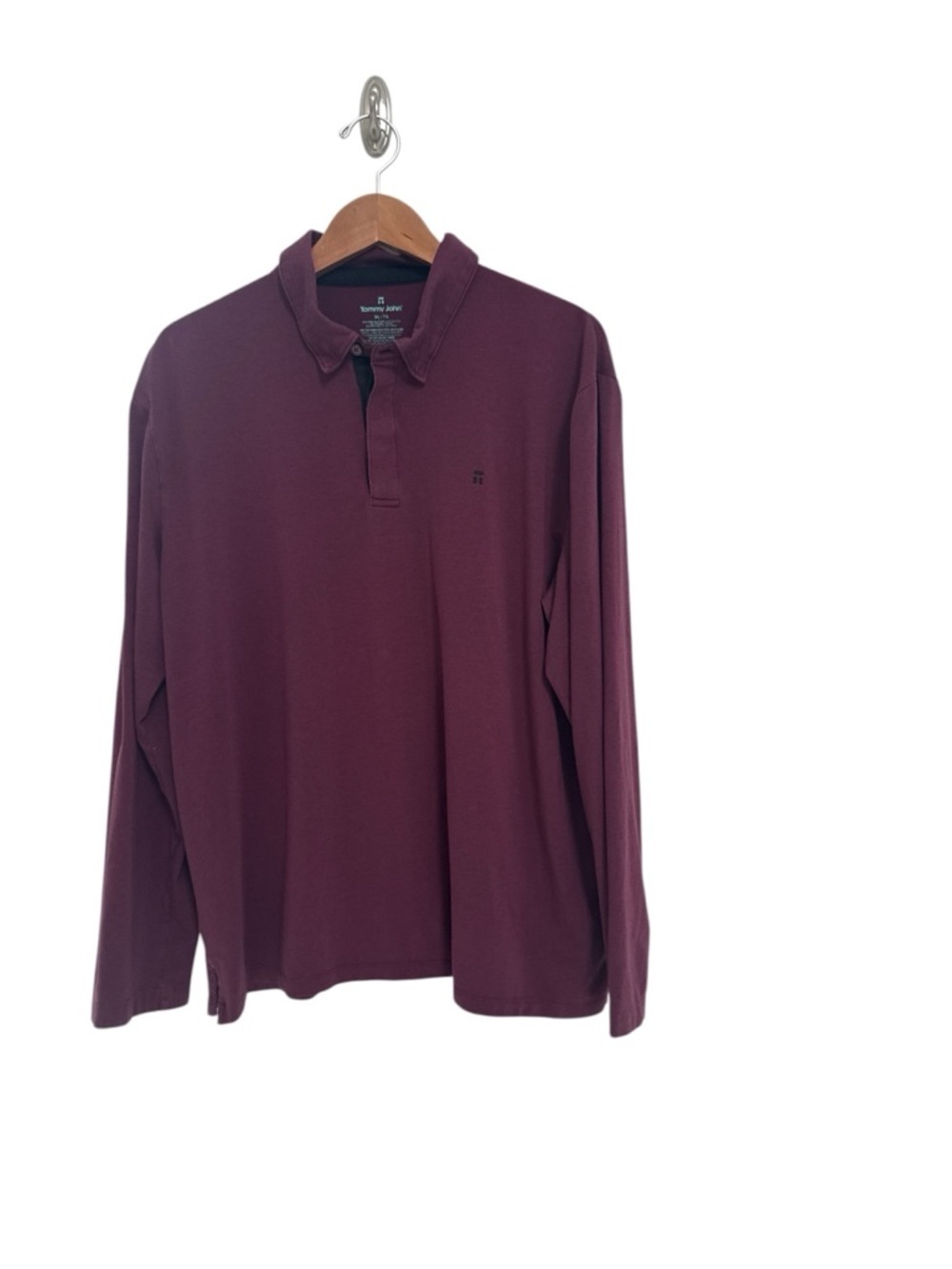 Tommy John Maroon Embroidered Logo Longsleeve Active Polo Shirt XL Soft